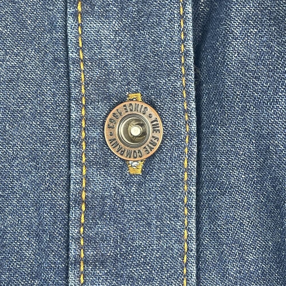 Frye Heritage Denim Dress Womens XXL Blue Jean Button Up Cowgirl Western Casual - Picture 6 of 12
